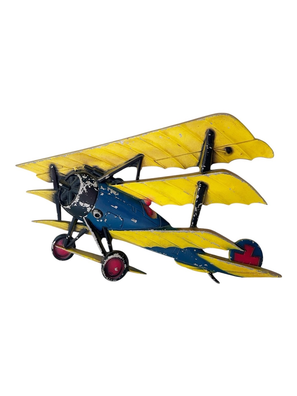 Rustic Sexton Metal Airplane Wall Art Aviation Decor WWI Tri-Plane Mid-century
